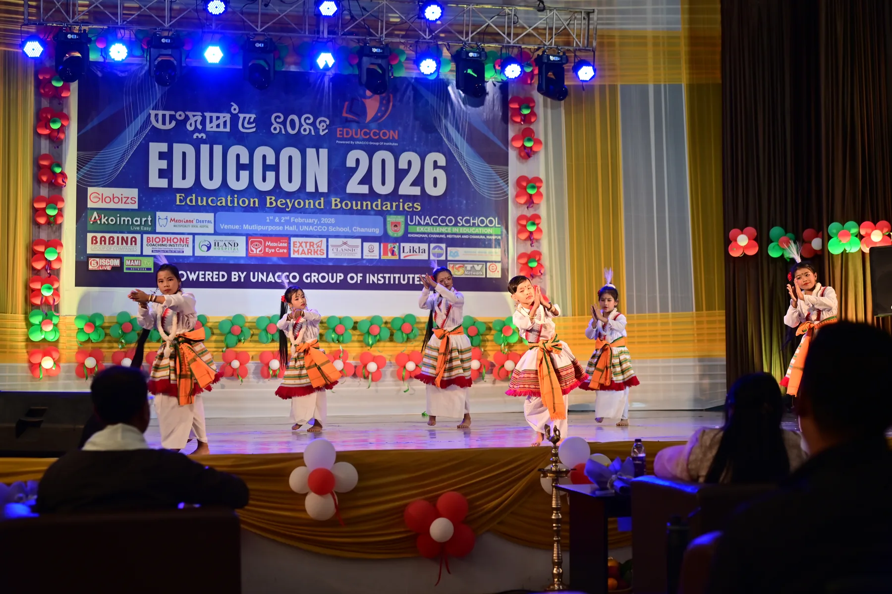 Student artistes fill the arena with rhythm, colour and joy.
